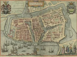 Pamono Antique Town Plan of Emden in Germany by Braun & Hogenberg, 1597> Wall Decor