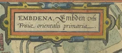 Pamono Antique Town Plan of Emden in Germany by Braun & Hogenberg, 1597><noscript><img width=