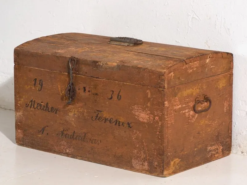 Pamono Antique Travel Chest with Year Inscription, 1936> Trunks Crates & Baskets