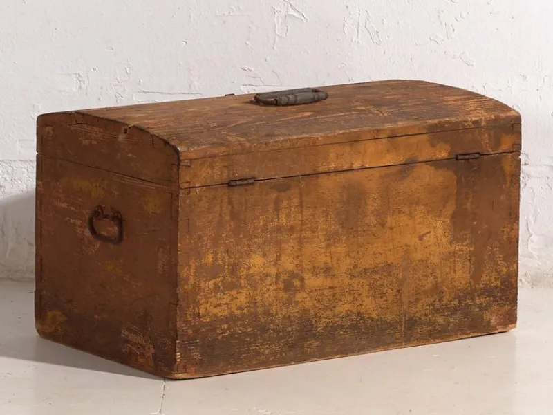 Pamono Antique Travel Chest with Year Inscription, 1936> Trunks Crates & Baskets