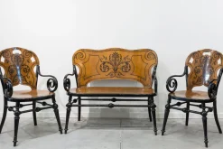 Best Pamono Antique Tresillo Living Room Set, Set of 3