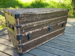 Pamono Antique Trunk in LV Monogram Canvas from Louis Vuitton, France, 1924