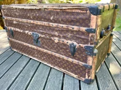 Pamono Antique Trunk in LV Monogram Canvas from Louis Vuitton, France, 1924