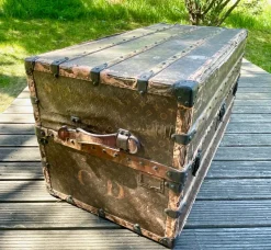 Pamono Antique Trunk in LV Monogram Canvas from Louis Vuitton, France, 1924