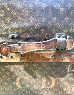Pamono Antique Trunk in LV Monogram Canvas from Louis Vuitton, France, 1924