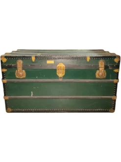Sale Pamono Antique Trunk with Brass and Metal Inserts, 1960s