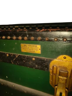 Sale Pamono Antique Trunk with Brass and Metal Inserts, 1960s