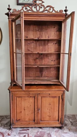 Clearance Pamono Antique Tuscan Showcase Buffet, 1890s
