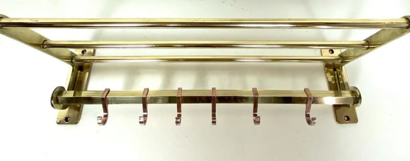 Sale Pamono Antique Two Tone Brass Wall Coat Rack, 1930s