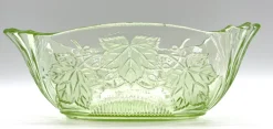 Sale Pamono Antique Uranium Glass Bowl with Vine Leaf Motif, 1890s