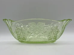 Sale Pamono Antique Uranium Glass Bowl with Vine Leaf Motif, 1890s