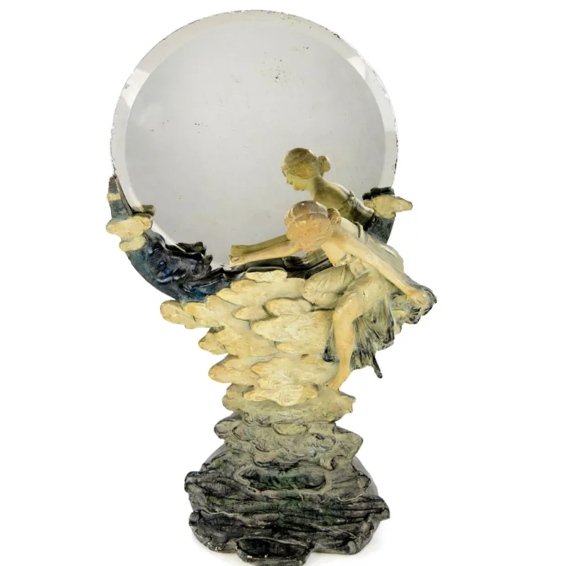 Outlet Pamono Antique Vanity Mirror with Smiling Moon and Lady, Austria, 1900s