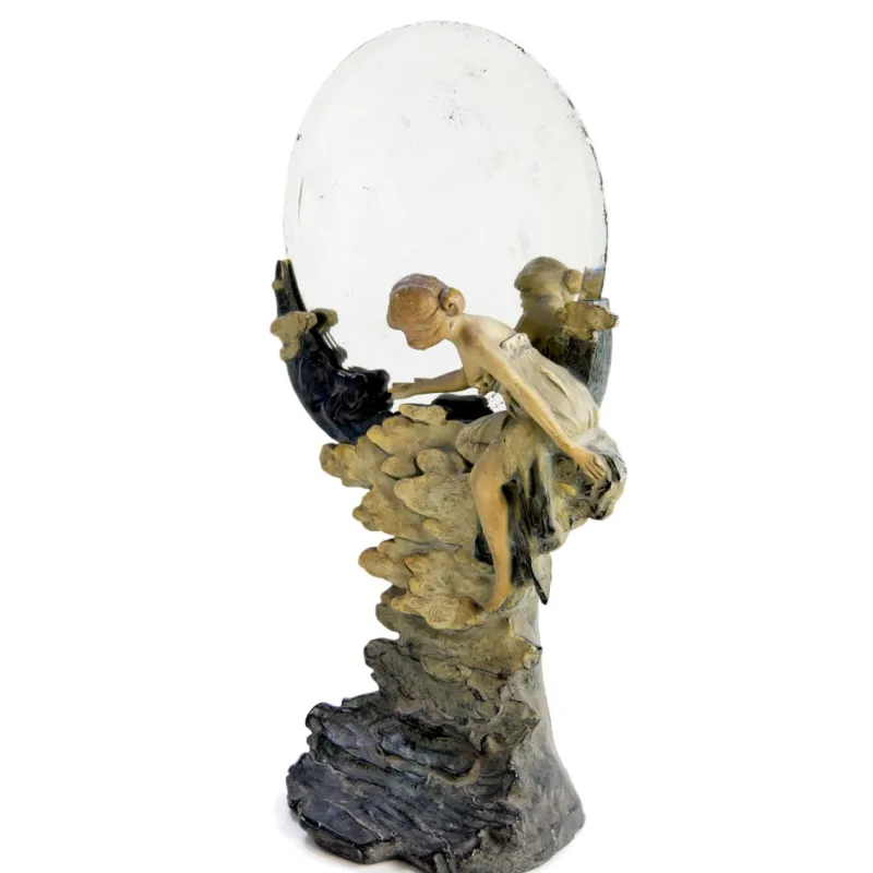Outlet Pamono Antique Vanity Mirror with Smiling Moon and Lady, Austria, 1900s