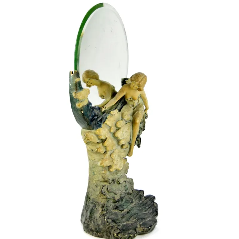 Outlet Pamono Antique Vanity Mirror with Smiling Moon and Lady, Austria, 1900s
