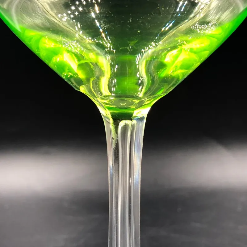 Pamono Antique Vaseline Uranium Glass Dome Wine Glasses, 1890s, Set of 5> Glassware
