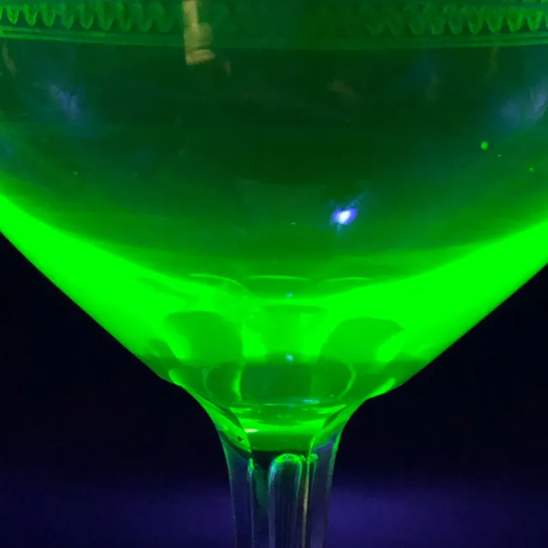 Pamono Antique Vaseline Uranium Glass Dome Wine Glasses, 1890s, Set of 5> Glassware