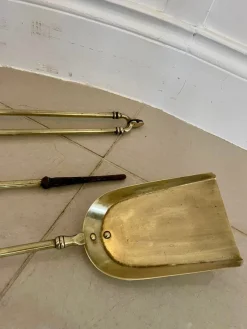 Clearance Pamono Antique Victorian Brass Fire Irons, 1860s, Set of 3