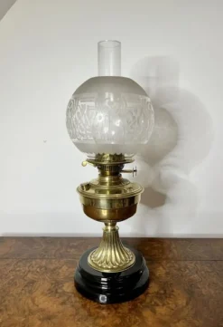 Pamono Antique Victorian Brass Oil Lamp, 1880s><noscript><img width=