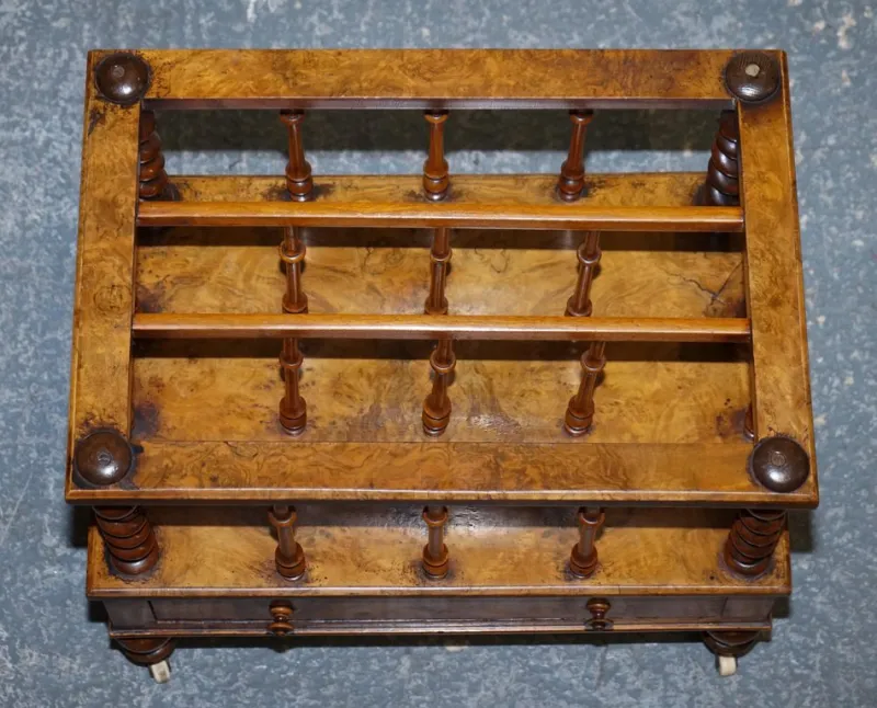 Pamono Antique Victorian Burr Walnut Magazine Rack, 1860> Magazine Racks