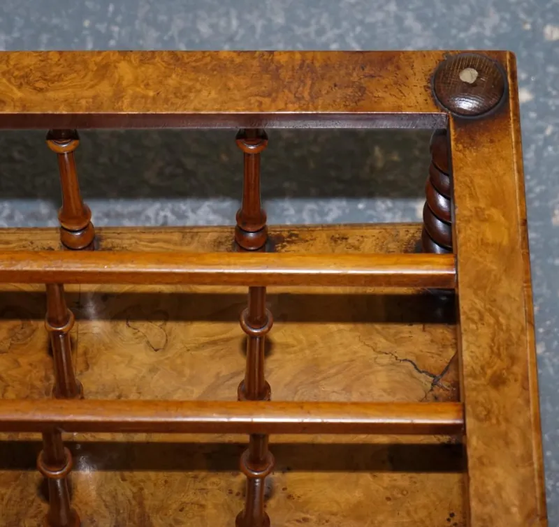 Pamono Antique Victorian Burr Walnut Magazine Rack, 1860> Magazine Racks