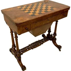 Pamono Antique Victorian Burr Walnut Inlaid Games Table> Game Tables