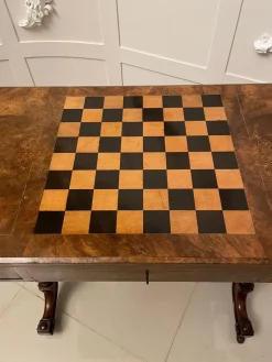 Pamono Antique Victorian Burr Walnut Inlaid Games Table><noscript><img width=