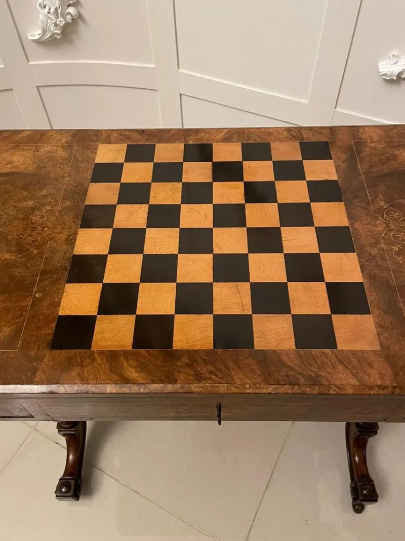 Pamono Antique Victorian Burr Walnut Inlaid Games Table> Game Tables