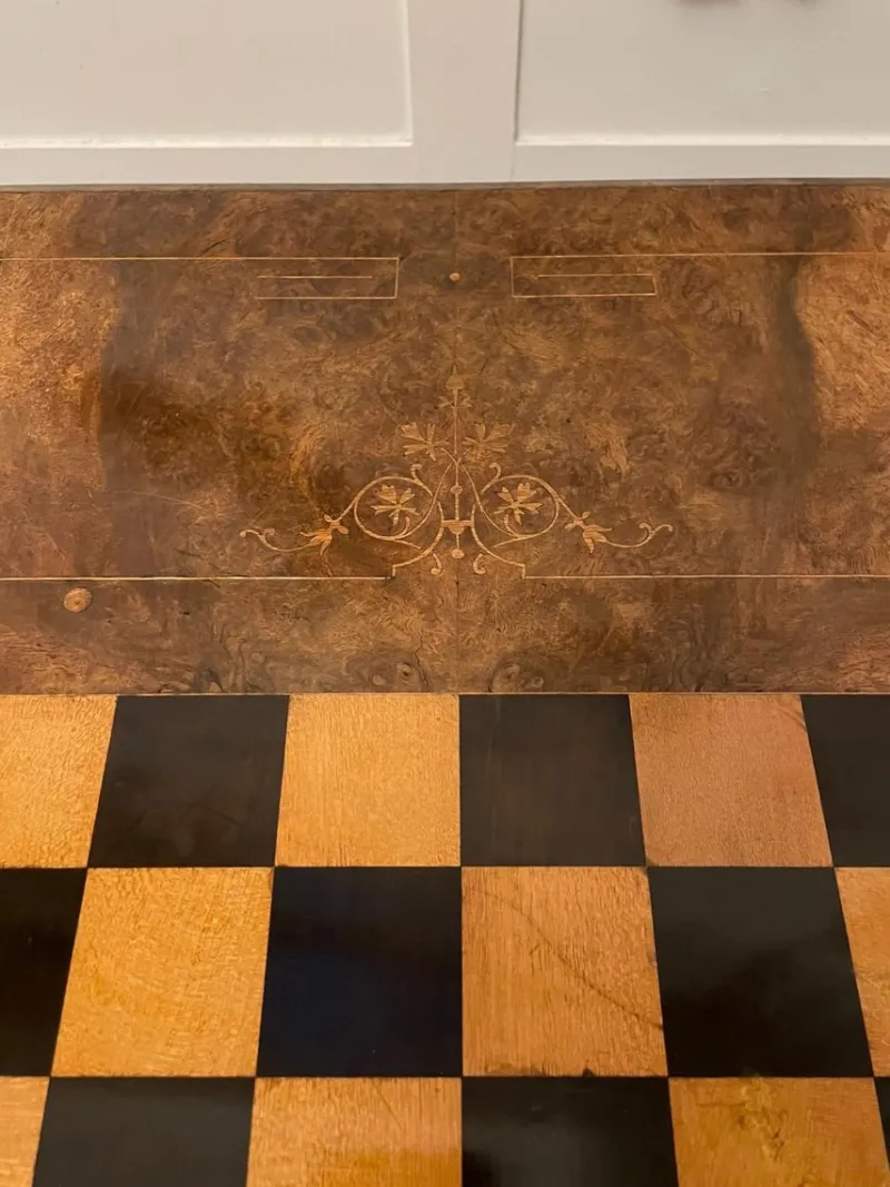 Pamono Antique Victorian Burr Walnut Inlaid Games Table> Game Tables
