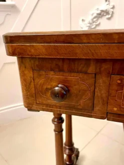 Pamono Antique Victorian Burr Walnut Inlaid Games Table><noscript><img width=