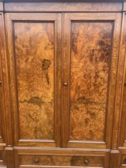 Pamono Antique Victorian Burr Walnut Breakfront Wardrobe, 1860s><noscript><img width=