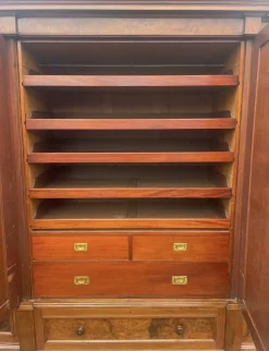 Pamono Antique Victorian Burr Walnut Breakfront Wardrobe, 1860s><noscript><img width=