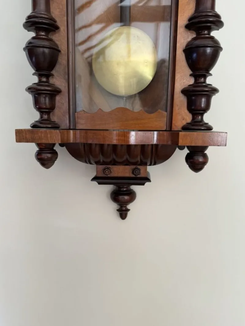 Pamono Antique Victorian Carved Walnut Vienna Wall Clock, 1880s> Clocks