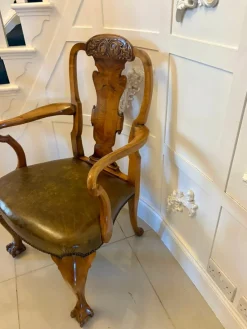 Pamono Antique Victorian Carved Walnut Desk Chairs, 1880s, Set of 2><noscript><img width=