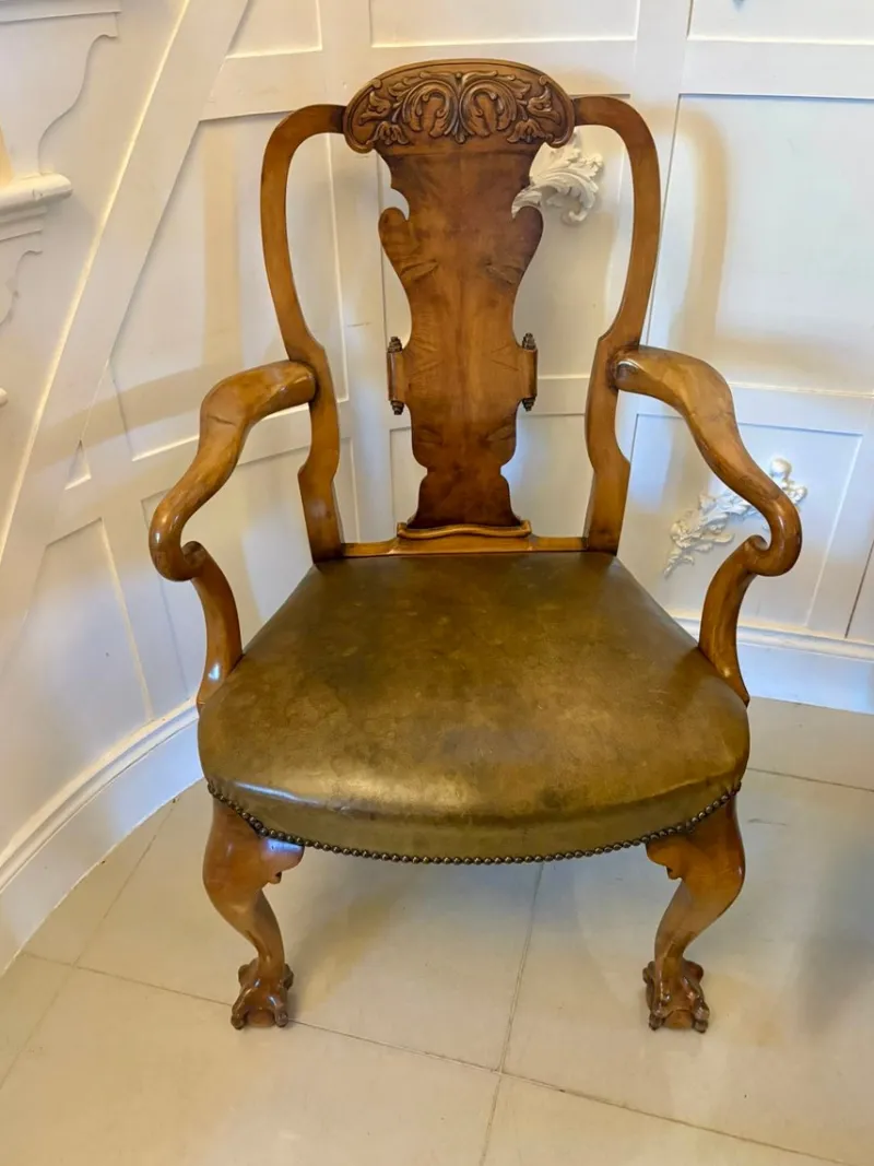 Pamono Antique Victorian Carved Walnut Desk Chairs, 1880s, Set of 2> Office Chairs