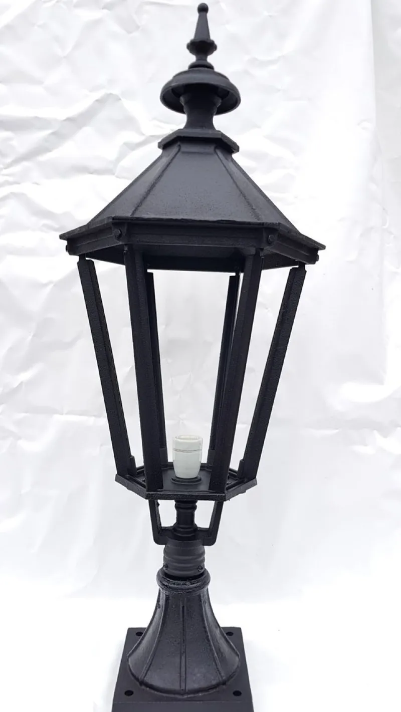 Hot Pamono Antique Victorian Cast Iron Pillar Lamp Lantern on Base Outdoor Lamp