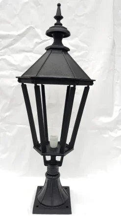 Hot Pamono Antique Victorian Cast Iron Pillar Lamp Lantern on Base Outdoor Lamp