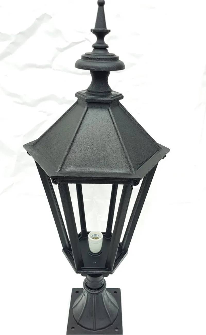 Hot Pamono Antique Victorian Cast Iron Pillar Lamp Lantern on Base Outdoor Lamp