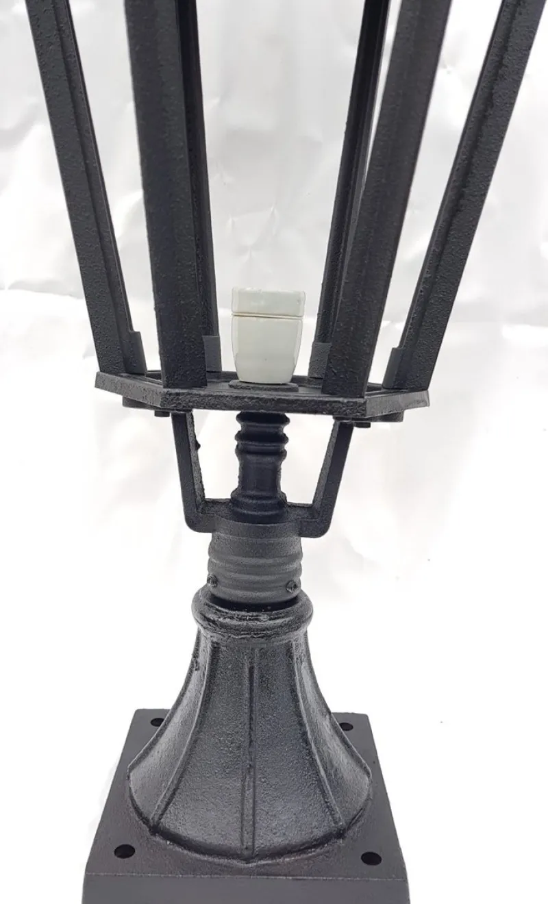 Hot Pamono Antique Victorian Cast Iron Pillar Lamp Lantern on Base Outdoor Lamp