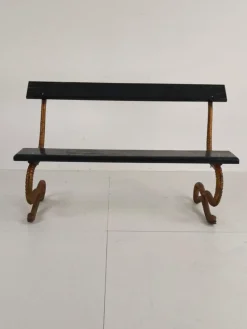Pamono Antique Victorian Cast Iron Snake Garden Bench, 1890s><noscript><img width=