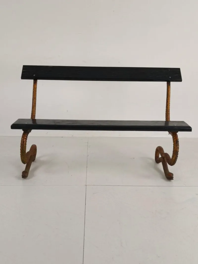 Pamono Antique Victorian Cast Iron Snake Garden Bench, 1890s> Benches