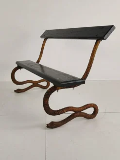 Pamono Antique Victorian Cast Iron Snake Garden Bench, 1890s><noscript><img width=
