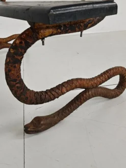 Pamono Antique Victorian Cast Iron Snake Garden Bench, 1890s><noscript><img width=