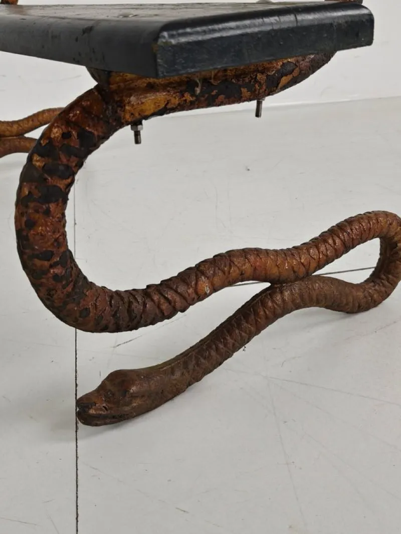 Pamono Antique Victorian Cast Iron Snake Garden Bench, 1890s> Benches