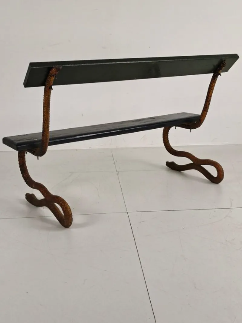 Pamono Antique Victorian Cast Iron Snake Garden Bench, 1890s> Benches