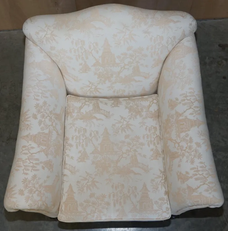 Pamono Antique Victorian Chinoiserie Upholstery Sofa & Armchair Suite with Claw & Ball Feet, Set of 3> Living Room Sets