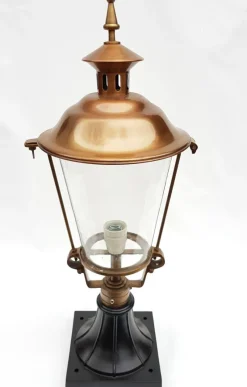 Pamono Antique Victorian Classic Copper Pillar Lamp Lantern on Base Outdoor Lamp> Garden Lighting