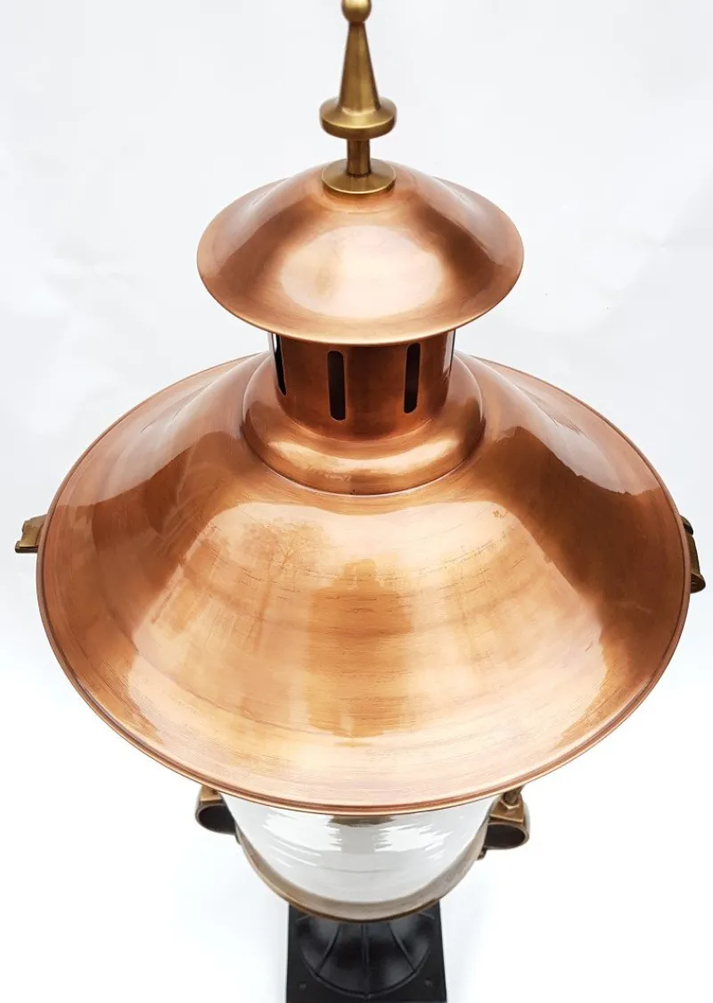 Discount Pamono Antique Victorian Classic Copper Pillar Lamp Lantern on Base Outdoor Lamp