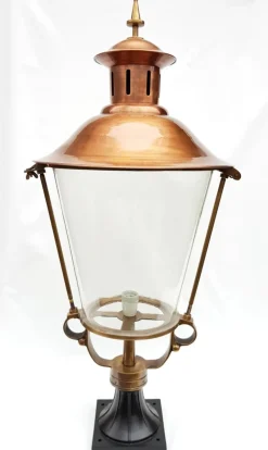 Pamono Antique Victorian Classic Copper Pillar Lamp Lantern on Base Outdoor Lamp> Garden Lighting