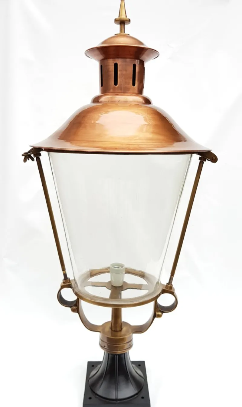 Pamono Antique Victorian Classic Copper Pillar Lamp Lantern on Base Outdoor Lamp> Garden Lighting