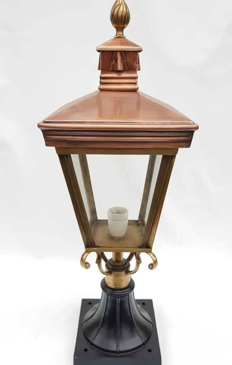 Outlet Pamono Antique Victorian Classic Copper Pillar Lamp Lantern on Base Outdoor Lamp